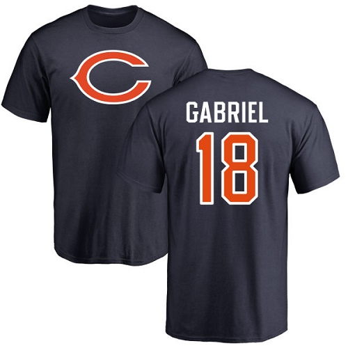 Chicago Bears Men Navy Blue Taylor Gabriel Name and Number Logo NFL Football #18 T Shirt->nfl t-shirts->Sports Accessory